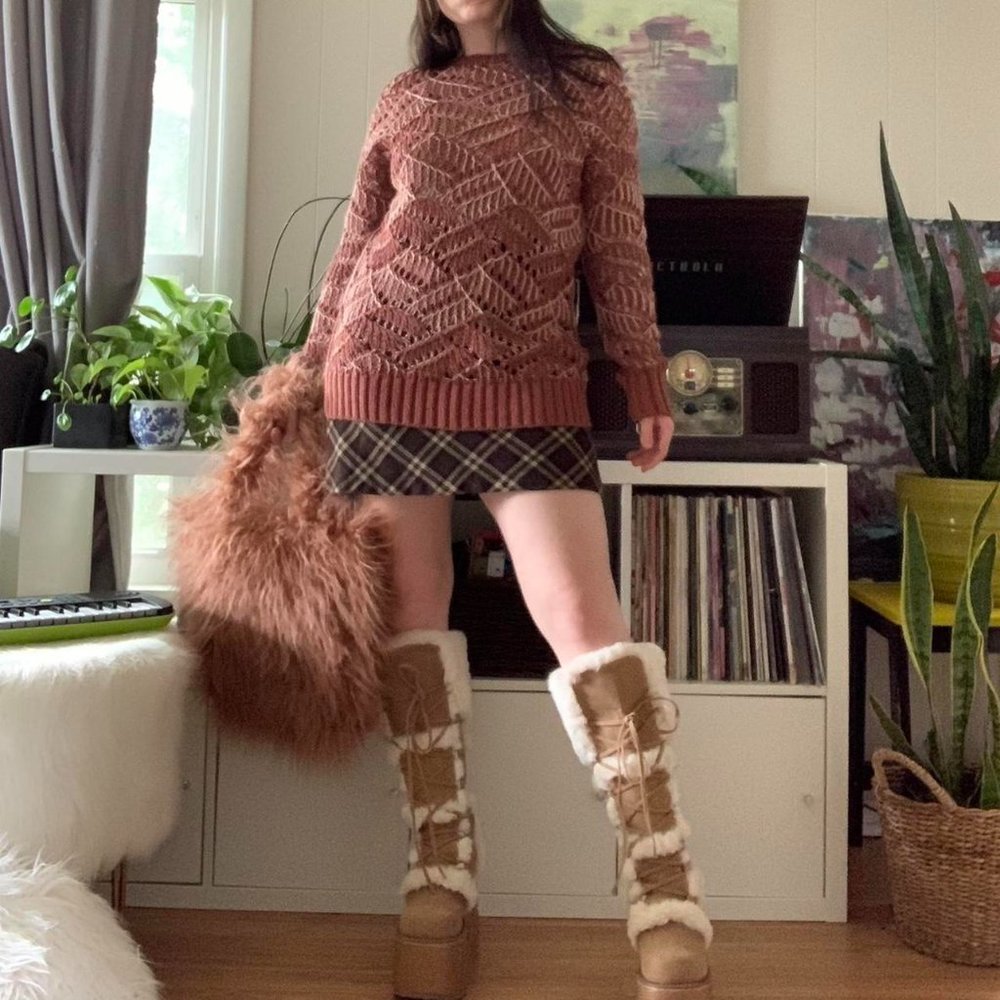 Terra Cotta Crochet Sweater